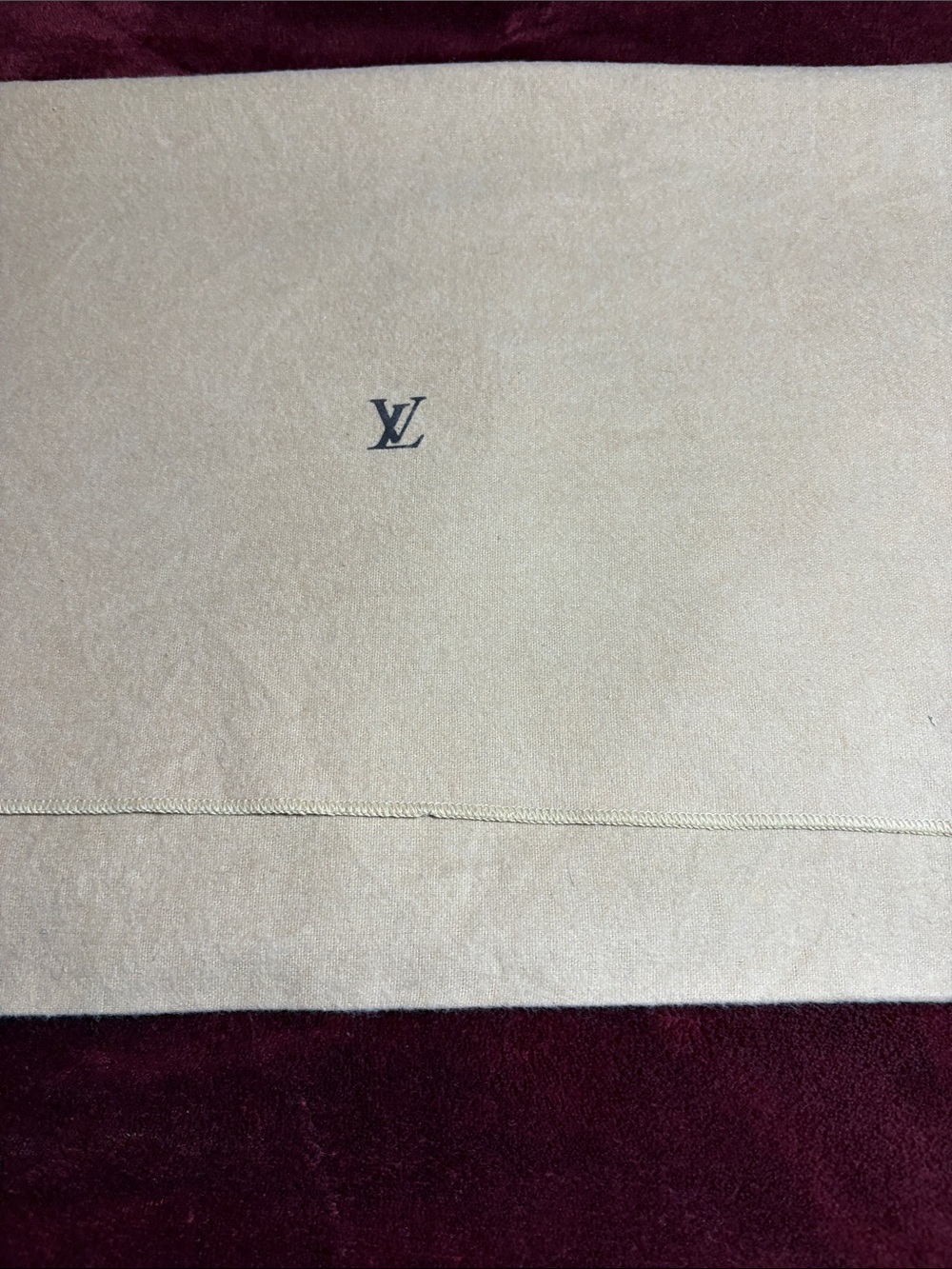 Louis Vuitton Beige Microfiber Dust Pouch with Black LV Logo